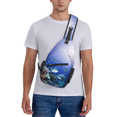 Mochila tipo bandolera con estampado de tiburón y mar miniatura 7
