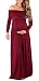 SuperMom Women Over-the-Shoulder Long Sleeves Maternity Dress Wine Red M