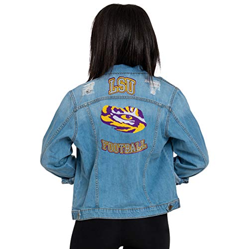 FOCO womens Emroidered Team Logo Long Sleeve Denim Jacket, Team Color, Medium US
