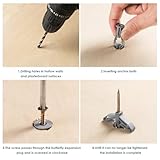 60-Pack Plasterboard Wall Plugs, Gypsum Board Fixing Anchors for Hollow Walls, Universal Heavy-Duty Drywall Anchors, Self-Expanding Gray Anchors, Anti-Rotation Expanding Plasterboard Screws - Image 4