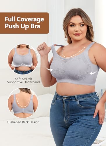Image of Xcutting Lace Women's Seamless No Underwire Bra Soft Wireless Comfort Bralettes Full Coverage Bralette Everyday T-Shirt Bra