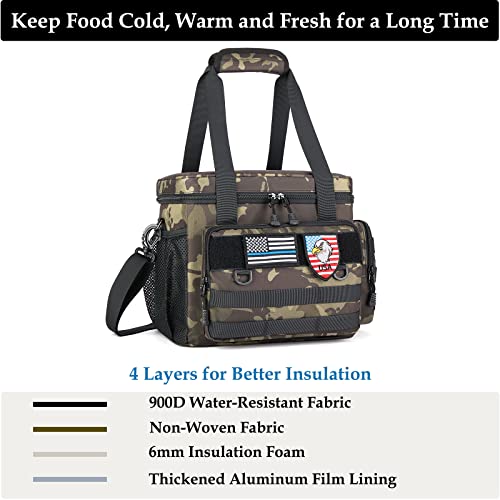 Hxy Ang Tactical Lunch Box for Men, Large Leakproof Insulated Lunch Bag, Heavy Duty Lunch Cooler Bag with MOLLE Lunch Pail for Work Camping Fishing Picnic (Black-Camo, 14L) Hxy Ang Tactical Lunch Box for Men, Large Leakproof Insulated Lunch Bag, Heavy Duty Lunch Cooler Bag with MOLLE Lunch Pail for Work Camping Fishing Picnic (Black-Camo, 14L)