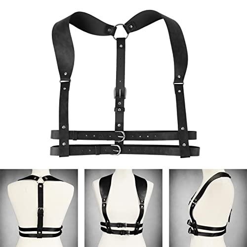 SM SunniMix Corpete de Couro PU Ajustável para Vestido Gótico Rave, Preto