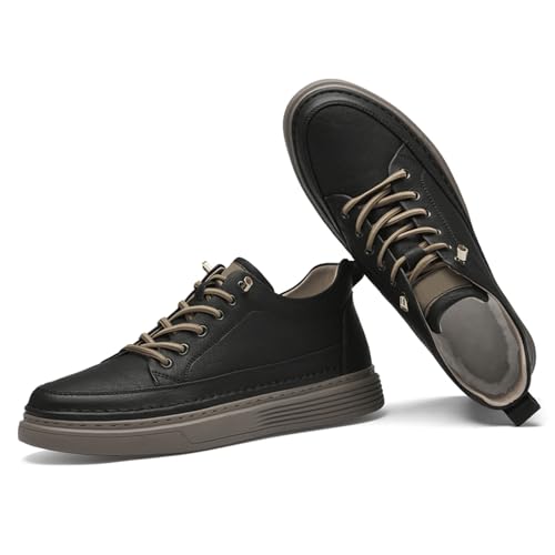 Eliogn Elevator Shoes for Men Height Increase,Leather Lace-up Casual Fashion Sneakers 2.36 Inches Taller Men's Invisible Height Increasing Elevator Shoes4