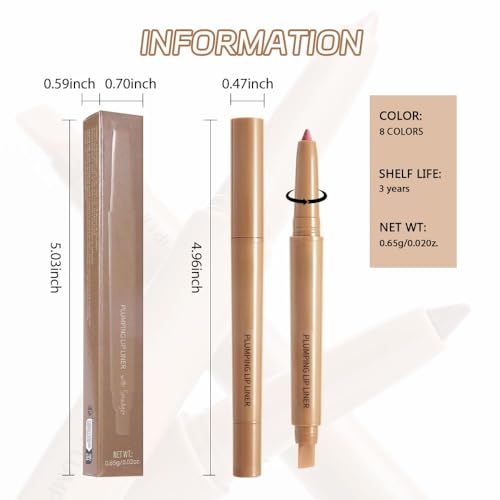 Image of Matte Lip Liner - Dual-Ended Retractable Pencil with Silicone Smudger, Waterproof Long Wear Crayon for Flawless Contour & Plump Lips, Vegan Cruelty-Free Beauty for Everyday Elegance (01#, 1PCS)