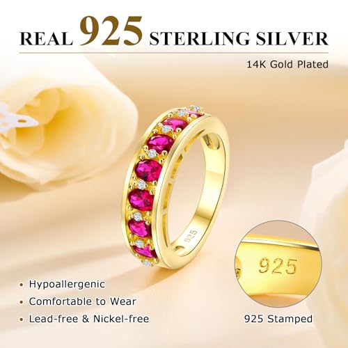 Channel Set Gemstone Wedding Band 5.8mm Thick Chunky Amethyst Emerald Ruby Sapphire Ring 2 Carat Oval Cut 925 Sterling Silver 7 Stones Anniversary Band Rings for Men Women4