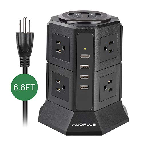 Tower Power Strip, AUOPLUS Multi Plug Surge Protector with 8 Outlets and 4