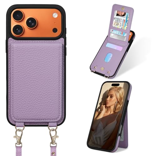 Anti-pickpocket étui RFID iPhone 17 Pro Max coque portefeuille à sangle