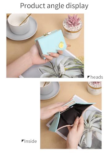Image of Valerie Cute Small Wallets Clutch for Teen Girl Women PU Leather Trifold Small Wallet Cash Pocket 3D Buckle Card Holder Coin Purse with ID Window for Girls Women (Blue)