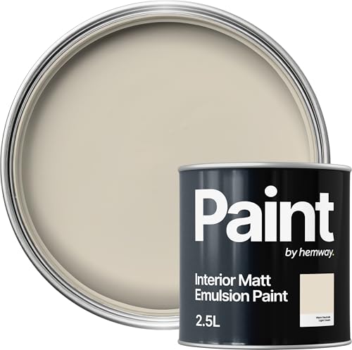 Hemway Light Cream Paint 2.5 L, Indoor Matt Finish, One Coat, Wall Paint, Acrylic & Water-Based Emulsion, Quick Dry & High Coverage for the Kitchen, Bathroom & Bedroom Walls & Ceiling