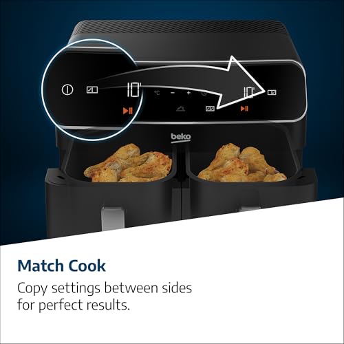 Beko Dual Zone Air fryer ExpertFry FRL5387B | 8.5L Capacity | Smart Finish | Match Cook | Wide LED Screen | 7 Automatic Cooking functions | Dehydrate | Air Fry, Black - Image 8