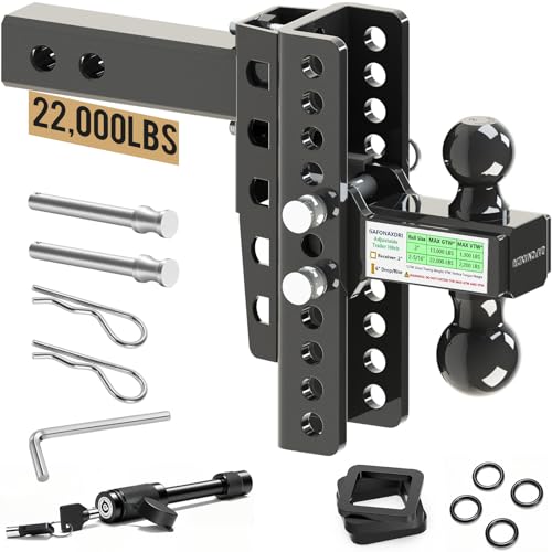 GAFONAXDRI Trailer Hitch Fits 2 Inch Receiver 22,000 LBS GTW, 8'' Drop/Rise