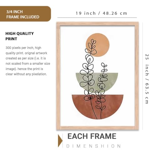 Image of kotart Boho Art Home Decoration Paintings With Frame For Living Room Bed Room Hotel Wall Decor Digital Reprint Set of 3 (19X25 inch)