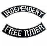 Juego de 2 parches de parche Skull, Independent Free Rider, grande para chaleco o chaleco