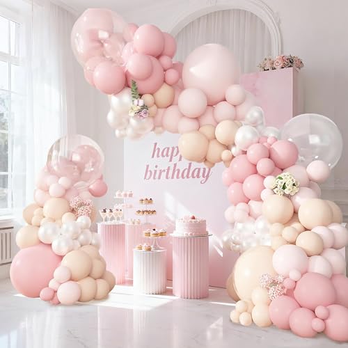 Kit d'arche de ballons rose perlé à offrir pour sublimer une fête de mariage