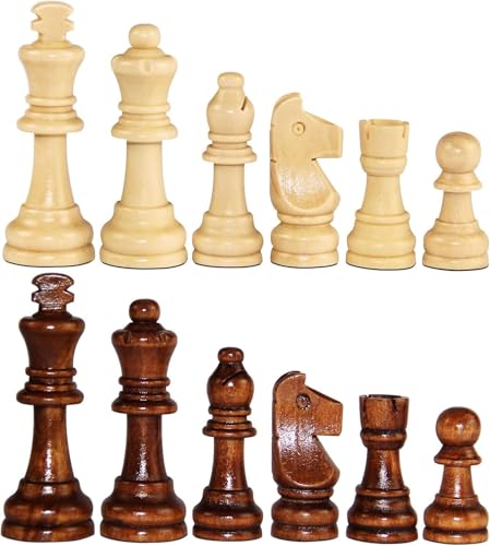 Image of 2.2 Inch Wooden Chess Pieces Set (32 Pieces) | Handmade Smooth Finish Wooden Chessmen for Replacement Use | Chess Pieces Only, Chess Coins only, Ideal for Teens and Adults