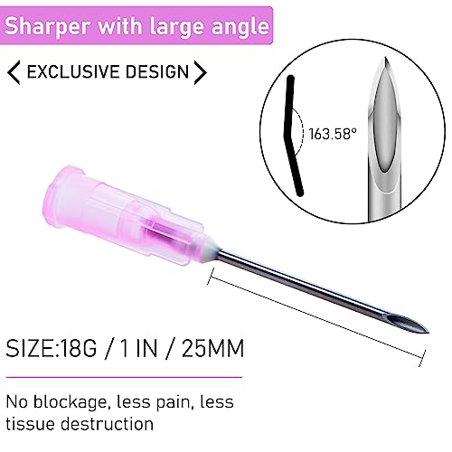 Image of 100 Pack 18 Gauge 1 Inch Needle, Disposable Luer Lock Supplies