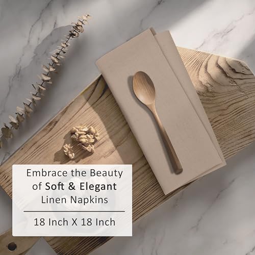 Ruvanti Linen Napkins Set of 6, 18x18 Cloth Napkins, Cotton Linen Blend Napkins Cloth Washable, Soft, Reusable Dinner Napkins for Wedding, Parties, Christmas, Thanksgiving, Everyday Use- Light Taupe by RUVANTI - Used condition - Image 4