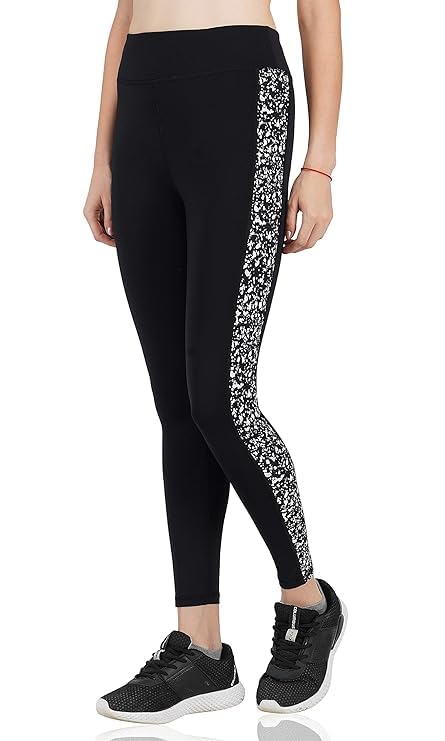 Image of NEVER LOSE Gym Wear Leggings Ankle Length Workout Tights /Stretchable Sports Leggings /Sports Fitness Yoga Track Pants with Pocket for Girls & Women (S, Classic11) Black CLASSIC11