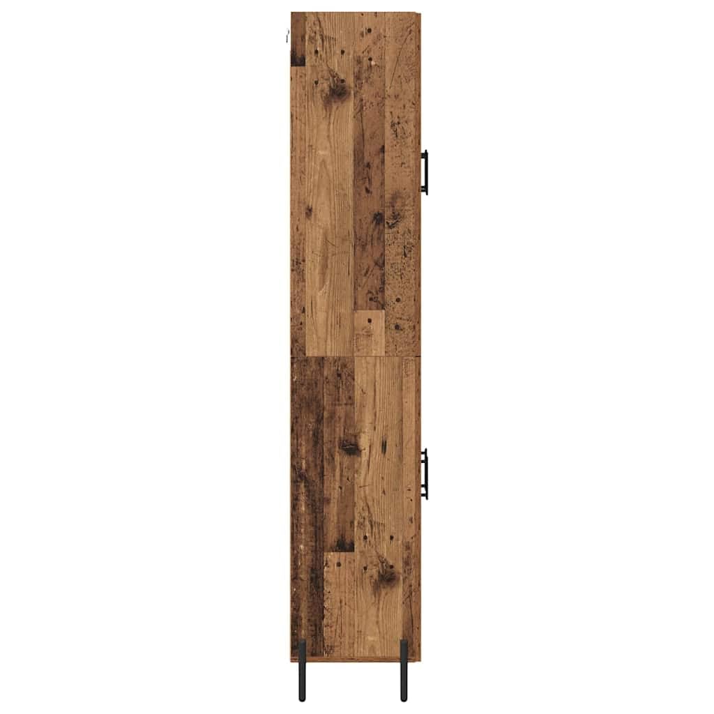 Komoda Highboard z materiału drewnopochodnego z 2-częściowego zestawu, wysokość 180 cm, 4 drzwi na zawiasach, stabilna metalowa rama, uniwersalna szafka do kuchni i salonu do przechowywania i