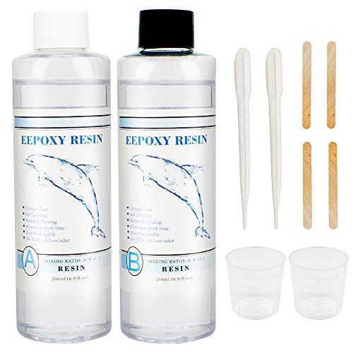 Epoxy Resin Clear Crystal Art Resin and Hardener Epoxy Resin Casting Kit for Art Jewellery Crafts DIY Coating Wooden Tabletop