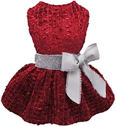 Fitwarm Embroidery Dog Dresses Pet Clothes Prom Puppy Dress Cat Birthday Doggie Party Gown Medium