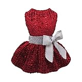 Fitwarm Embroidery Dog Dresses Pet Clothes Prom Puppy Dress Cat Birthday Doggie Party Gown Medium