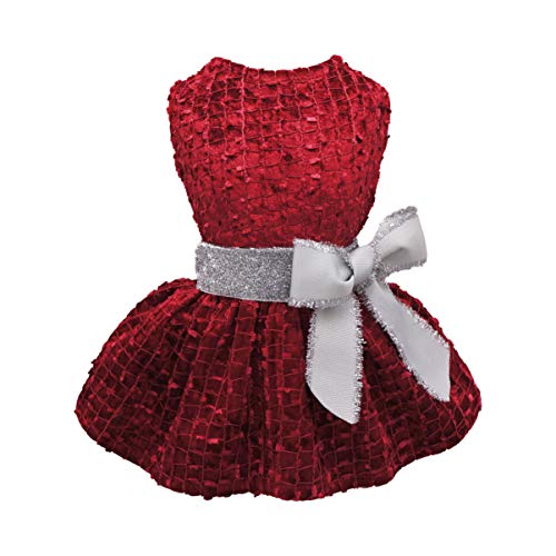 Fitwarm Embroidery Dog Dresses Pet Clothes Prom Puppy Dress Cat Birthday Doggie Party Gown Medium