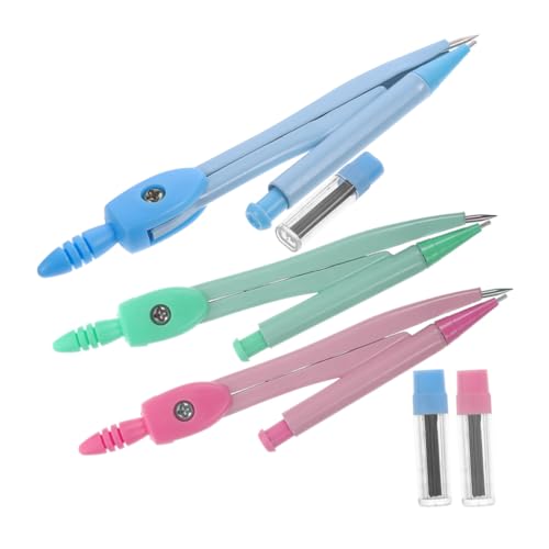 NUOLUX 3セット 属製の耐久性ある製図用コンパス 学生向け学美術設計作図ツール 丸描き用精密ポイント付き 文房具小学生中学生用