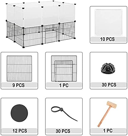 EUGAD rabbit run guinea pig run hamster playpen bunny puppy enclosure exercise fence with door diy white 20 Panels (35x35cm/panel) 107 x 72 x 72 cm 0005WL