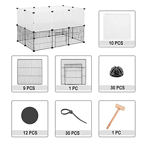EUGAD Pet Playpen 2-tier Rabbit Run with Door, DIY Small Animal Playpens 20 Panels 35x35cm, Modular Pet Enclosure Fence for Small Animals, Rabbits Exercise Fence,Guinea Pig Cage 107x72x72cm - Image 5