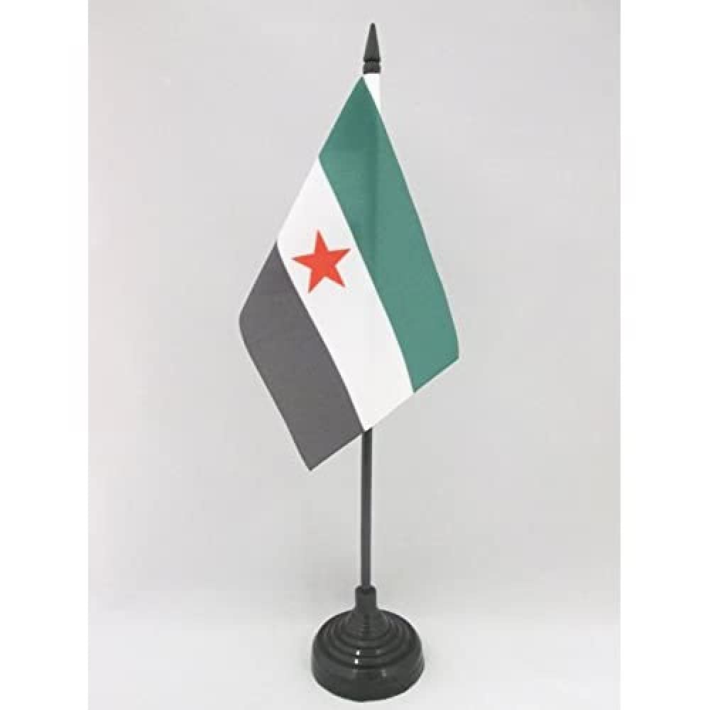 AZ FLAG - Estremadura Independentist Table Flag 4'' x 6'' - Extermadura nationalist Office Mini Banner 100% Polyester 15 x 10 cm - Mini Desk Flag with 10'' Pole and Black Plastic Base — image 1