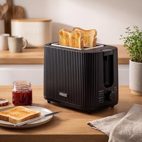 Foto von Princess Toaster Wave Edelstahl-Optik, 2 Scheiben, 7 Bräunungsstufen, Auftau- und Aufwärmfunktion, Krümelschublade, Kompaktes Design, 142358