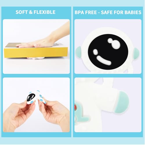 Image of Baby Teething Spaceman Toy for 3+ Months Infants Sucking, Food Grade Silicon Astronaut Styling Teether, BPA Free (4 in 1 Pack)