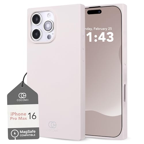 Cocomii - Rectangle Case Compatible with iPhone 16 Pro Max - Compatible with MagSafe, Soft Touch Silicone, Microfiber Lining, Magnetic Phone Case for iPhone 16 Pro Max 6.9 inch, Antique White