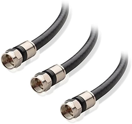 Cable Matters 3-Pack CL2 in-Wall Rated (CM) Quad Shielded Coaxial Cable 3 ft (RG6 Cable, Coax Cable) in Black
