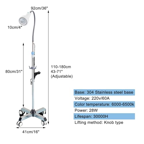 Lampe d'examen chirurgicale à LED mobile et orientable sur pied