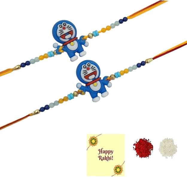 Kids Rakhi and doraemon Set Of 2 Kids Rakhi Combo Set for Brother With Roli Tilak And Greetings Card-image-15