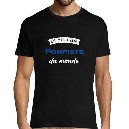 T-Shirt Homme Pompiste Meilleur du Monde en coton imprimé en France