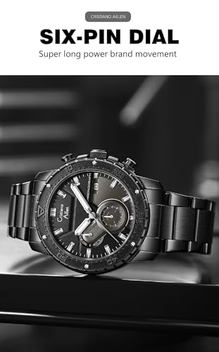 Image of Men's Analog Chronograph Watch for Men with Date Display, Luminous Hands, Water Resistant, Black Dial, Stainless Steel Strap, Casual & Formal Wrist Watch