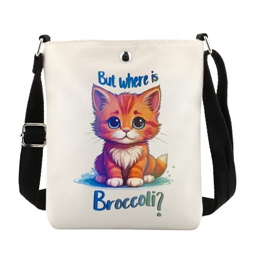 Sac à bandoulière chat But where is brocoli cabas textile imprimé humour