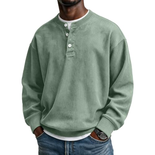 Corduroy Henley Shirts for Men Long Sleeve Casual Pullover Fall Shirt - image 1