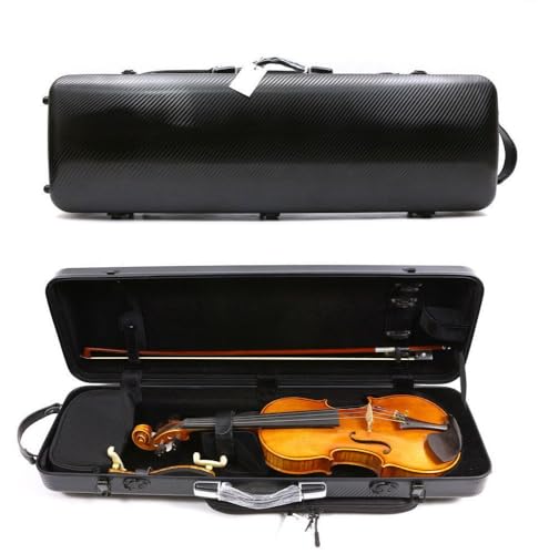 YoungMonic 4/4 Full Size Violin Case Carbon Fiber Rectangular Code Lock Box Lightweight Colorful with Strong Strap Bag (Black), Case-39 MN