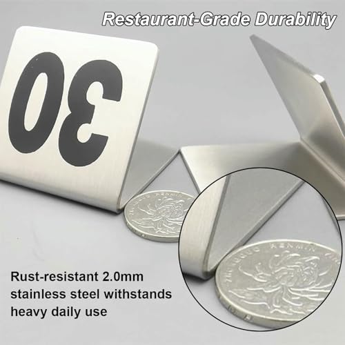 Stainless Steel Table Number Plate,Stainless Steel Tent Style Table Numbers, Restaurant Digital Number Plate, for Weddinag Birtay Marriage Party Supplies