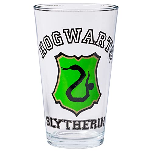 Image of Silver Buffalo Harry Potter Hogwarts Varsity Crests 4-Pack Pint Glass Set, 16 Ounces