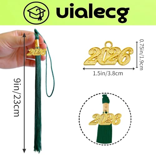 Image of Graduation Tassel 2026 for Grad Cap,Forest Green Tassel with Gold Charm