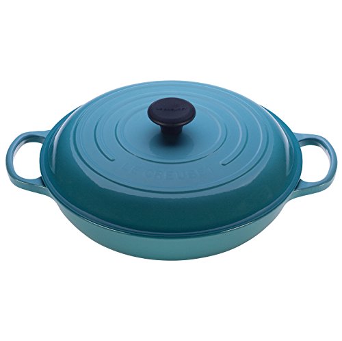 Le Creuset Enameled Cast Iron Signature Braiser, 3.5 qt., Caribbe...