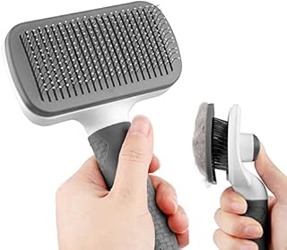 MEKEET Cat Dog Comb Brush, Dog Cat Grooming Comb Brush, Self Cleaning Slicker Dog Cat Brush, Grooming Comb Brushes Great for Long and Short Haired Cats & Dogs (Grey)
