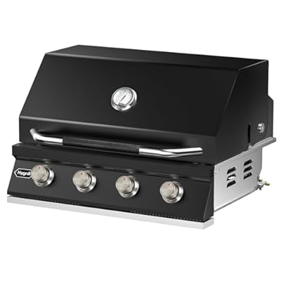 Hygrill 32-Inch Built In Grill for Natural Gas, Stainless Steel Outdoor Kitchen 4-Burner Grill Head, Black