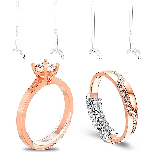 Eiito Ring Sizers Adjuster for Loose Rings 12 Pcs - Ring Guards - Ring spacers for Women Loose Ring, Ring Size Unique Groove and Fastening Ties Design Fits Rings of Width Less Than 0.15 Inch